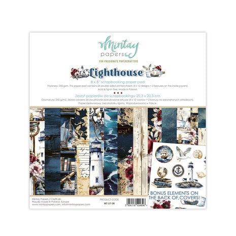 Mintay - Lighthouse 8x8 Inch Scrapbooking Paper Pad 