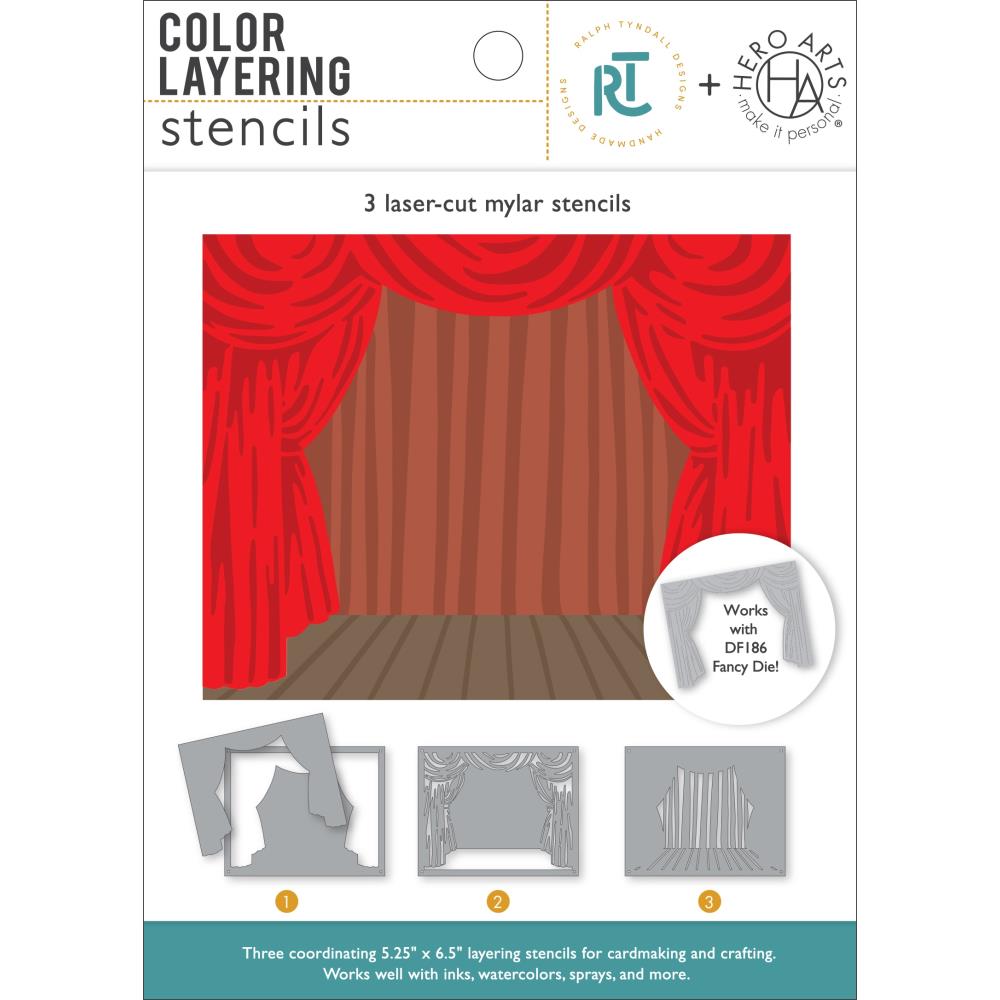 Hero Arts Color Layering Stencil Set 5.25"X6.5" - HA + RT Stage Curtain