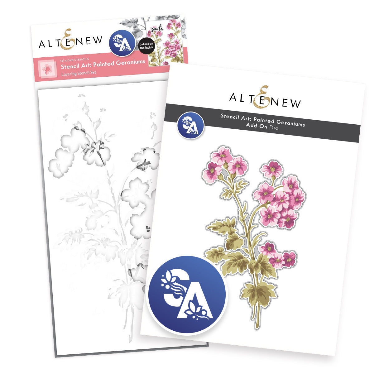 Altenew - Stencil Art: Painted Geraniums & Add-on Die Bundle  Altenew - Stencil Art: Painted Geraniums & Add-on Die Bundle