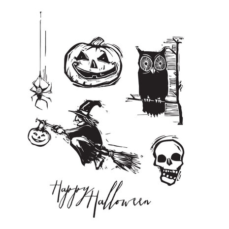 Stampers Anonymous - Carved Halloween Tim Holtz Cling Stamps