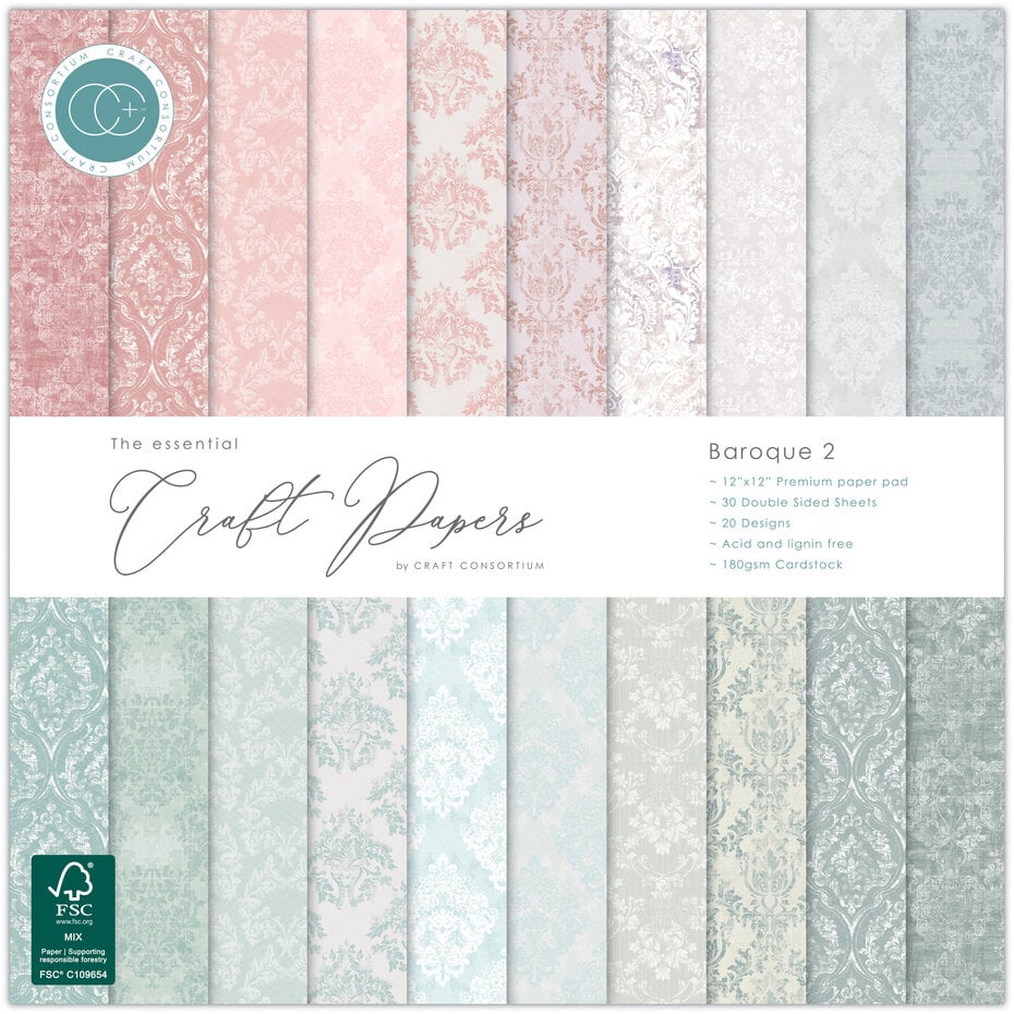 Craft Consortium - Essential Craft Papers 12x12 Inch Paper Pad Baroque 2