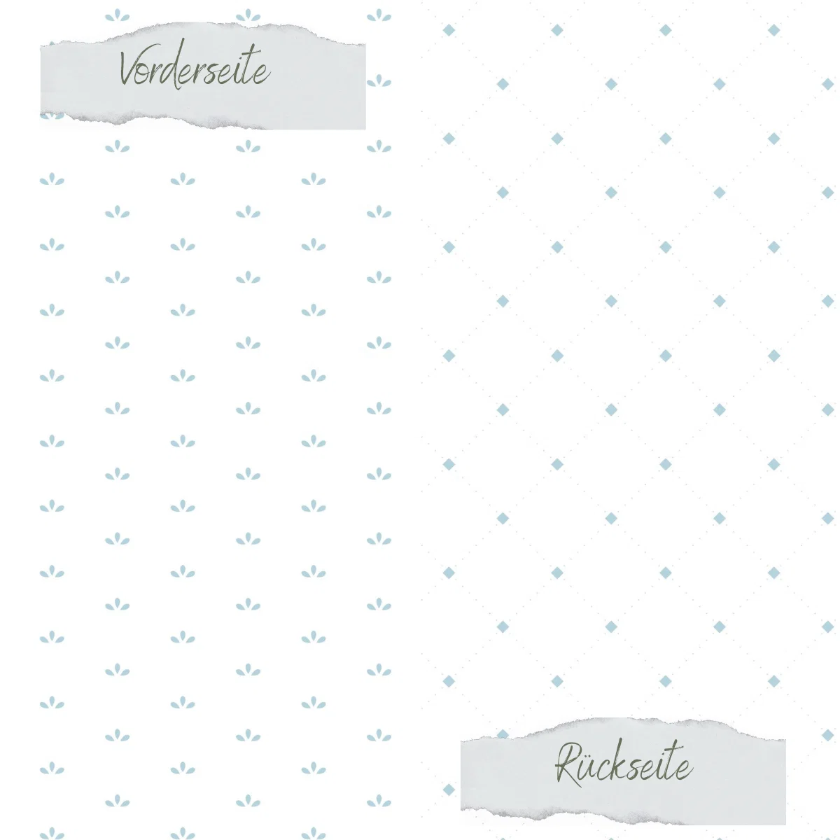 Creative Depot - Designpapier - Basic - Vintage Hellblau - Blütenblätter + Elegante Karos - Doppelseitig bedruckt