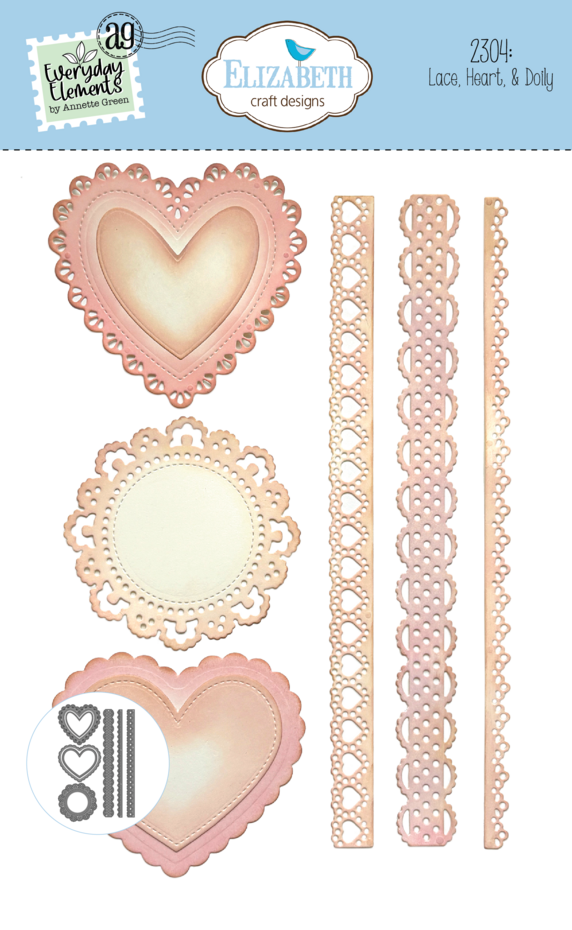 Elizabeth Craft Designs - Romantic Revival Die Lace, Heart & Doily