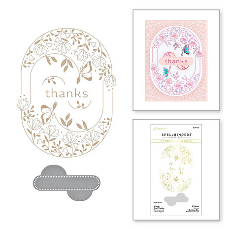 Spellbinders - Stylish Oval Thanks Glimmer Hot Foil Plate & Die Set 