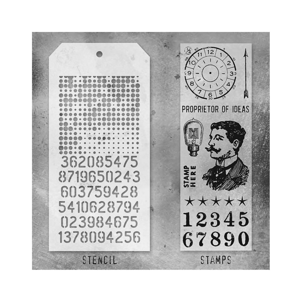 Tim Holtz Mixed-Media Clear Stamp and Stencil -  Set #118