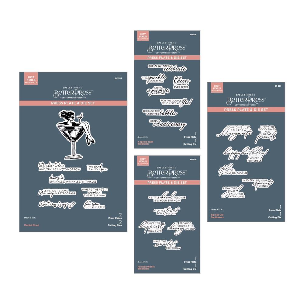 Spellbinders - BetterPress Sentiments Bundle - Happier Hour 