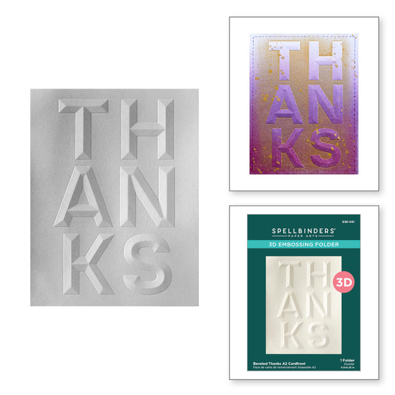 Spellbinders - Beveled Thanks A2 Cardfront 3D Embossing Folder from the Beveled Sentiment A2 Cardfront Collection Spellbinders - Beveled Thanks A2 Cardfront 3D Embossing Folder from the Beveled Sentiment A2 Cardfront Collection