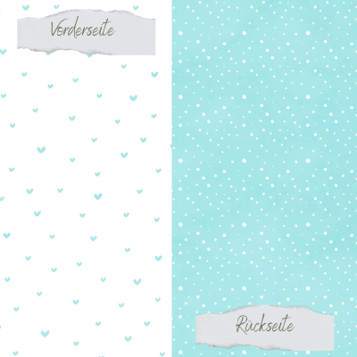 Creative Depot -Designpapier - Basic - Meermint - Doodle Herzen + Sprenkel - Doppelseitig bedruckt 