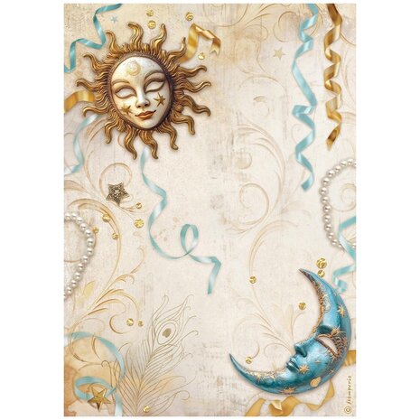 Stamperia -Masquerade A4 Rice Paper Sun And Moon