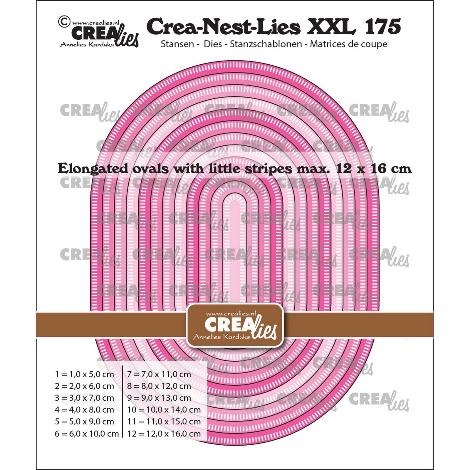 Crealies • Crea-Nest-Lies XXL Elongated Ovals with Little Stripes