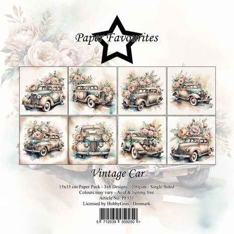Paper Favourites - Vintage Car 6x6 Inch Paper Pad Paper Favourites - Vintage Car 6x6 Inch Paper Pad
