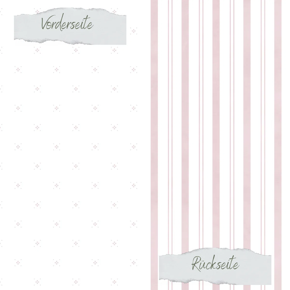 Creative Depot - Designpapier - Basic - Puderrosa - Blümchen + Streifen - Doppelseitig bedruckt