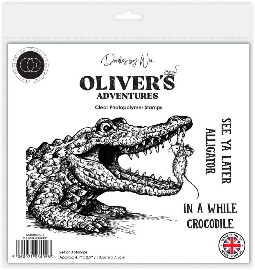 Craft Consortium - Oliver's Adventures A6 Clear Photopolymer Stamp Set In a While Crocodile
