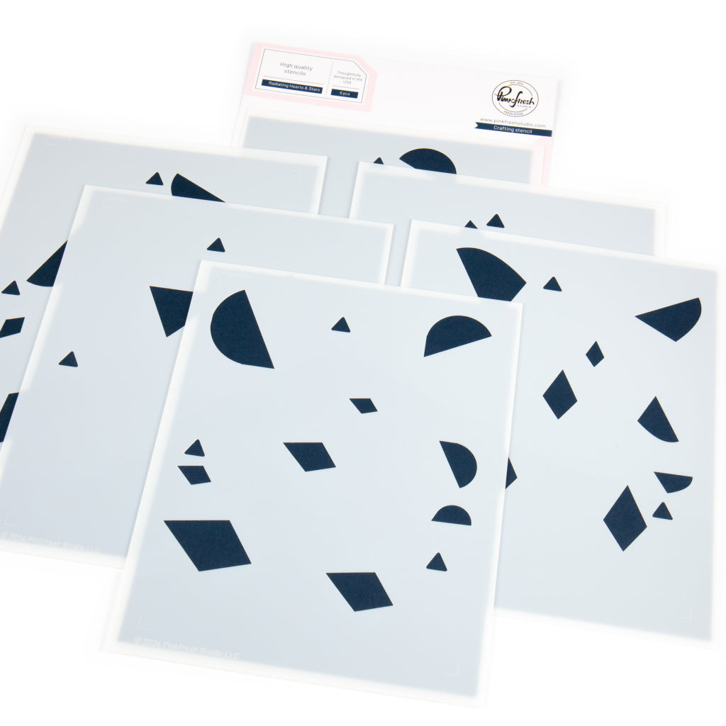 Pinkfresh -  Radiating Hearts & Stars stencil Pinkfresh -  Radiating Hearts & Stars stencil