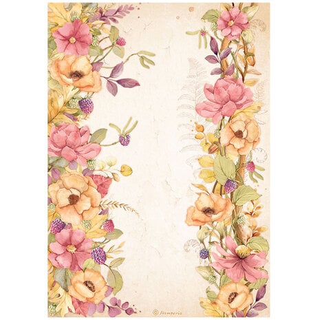 Stamperia - A4 Rice Paper Woodland Floral Borders