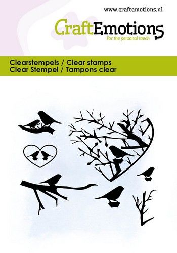CraftEmotions clearstamps 6x7cm - Herz mit Vögeln und Zweigen