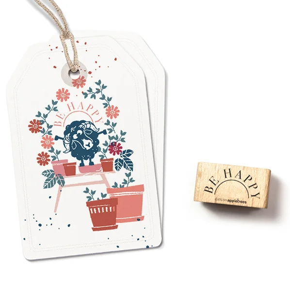 cats on appletrees - Stempel Be Happy
