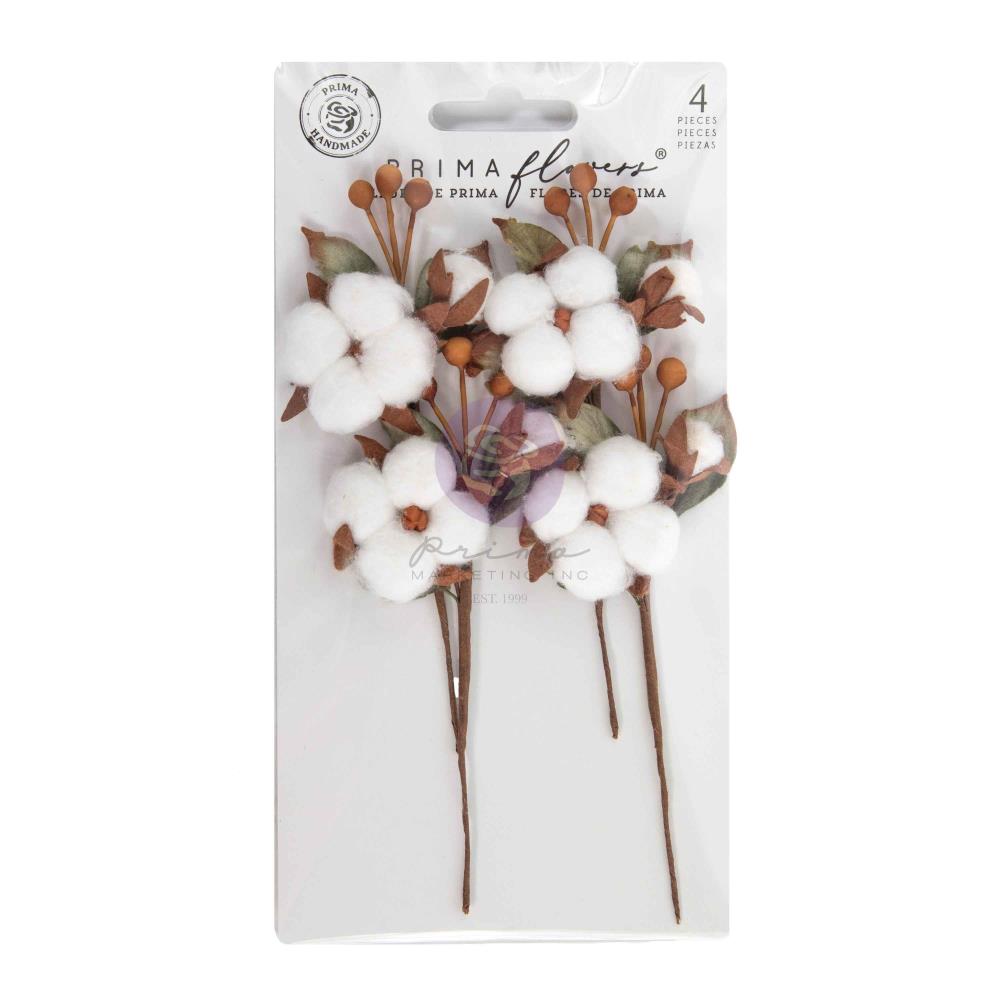 Prima Marketing - Twinkle & Treats - Prima Marketing Snowy Cotton Paper Flowers 4/Pkg