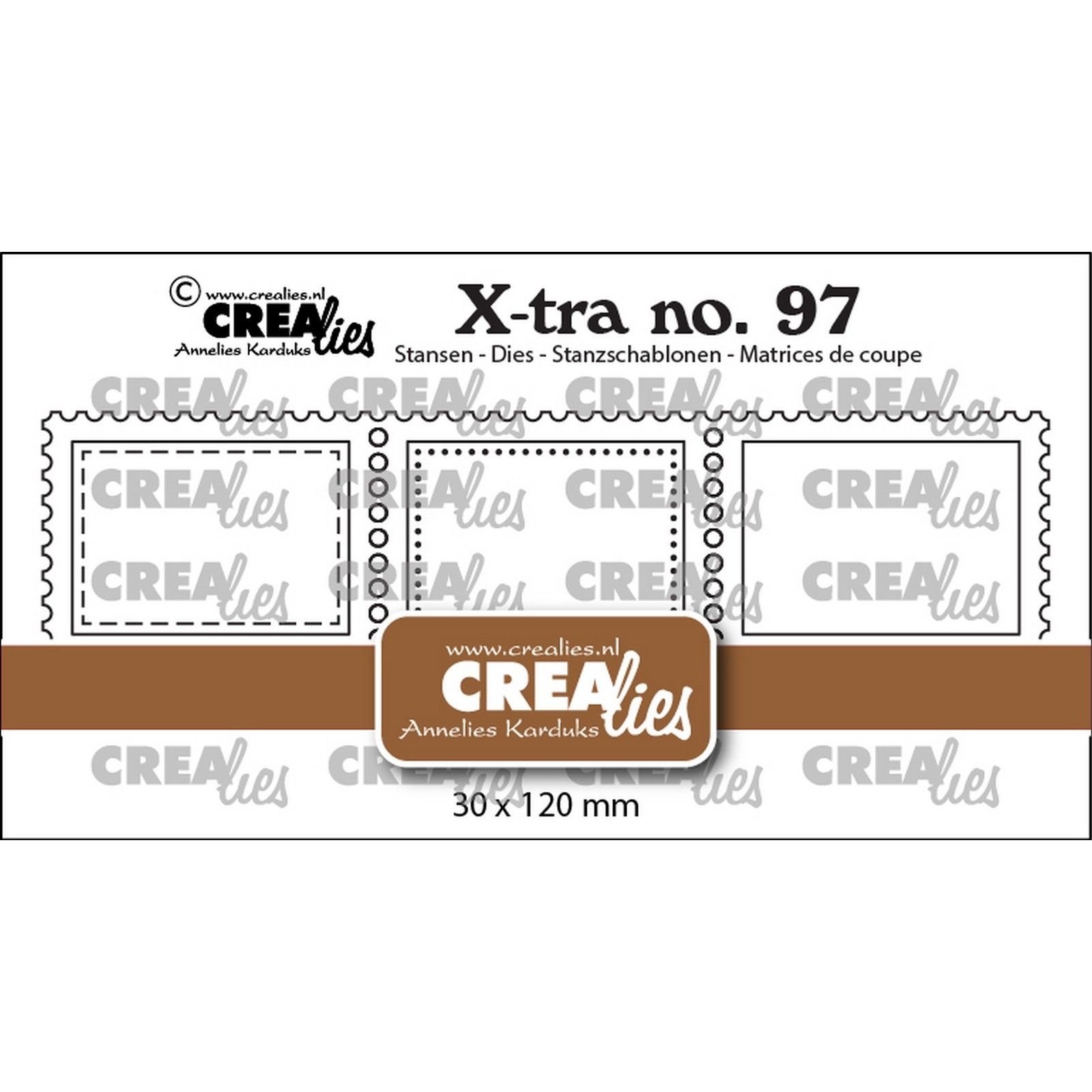 Crealies • Xtra 3 Postage Stamps In a Row Horizontal