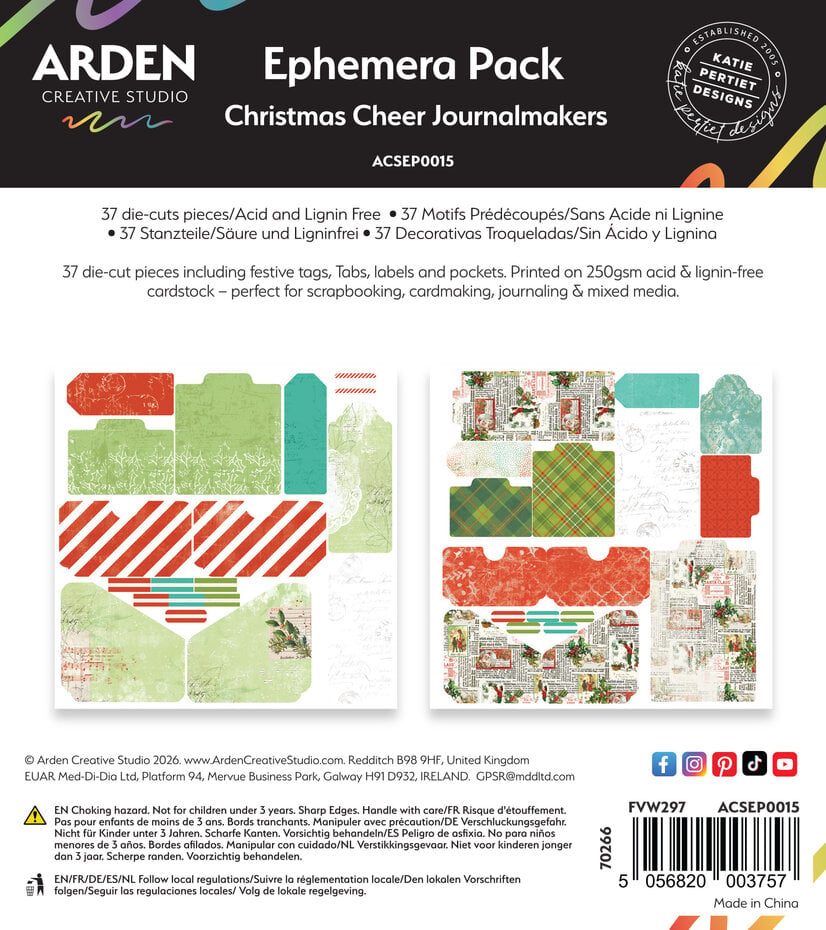 Arden Creative Studio - Christmas Cheer Ephemera Pack Journalmakers (37pcs) by Katie Pertiet