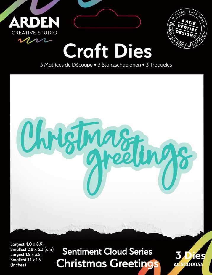 Arden Creative Studio - Sentiment Cloud Series Craft Die Set Christmas Greetings by Katie Pertiet