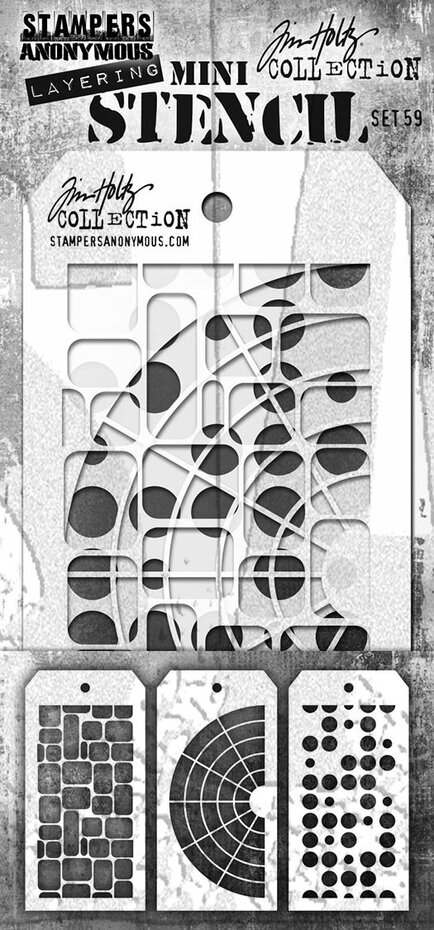 Set #59 Tim Holtz Layering Mini Stencil (3pcs)  Set #59 Tim Holtz Layering Mini Stencil (3pcs)