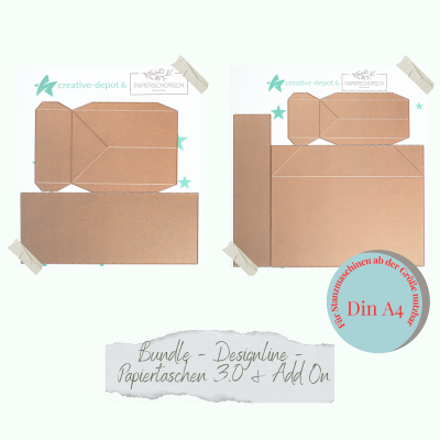 Creative Depot -  Bundle - Die - Basic - Designline - Papiertasche - 3.0 & Add On 