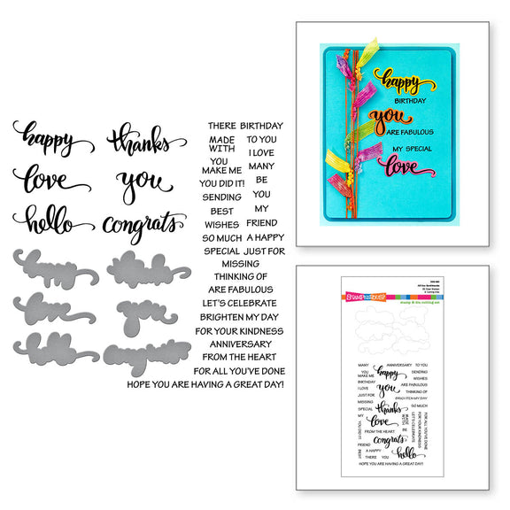Spellbinders - All the Sentiments Clear Stamp & Die Set from the All the Sentiments Collection by Stampendous 