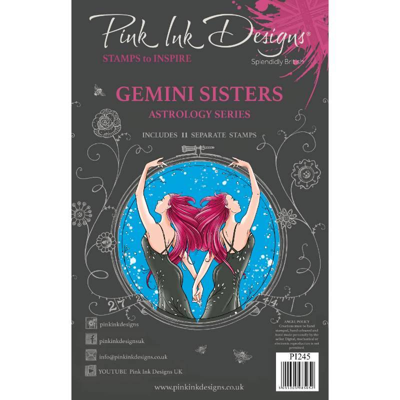 Pink Ink Designs Gemini Sisters 6 in x 8 in Clear Stamp Set