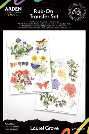 Arden Creative Studio - Laurel Grove 6x8 Inch Rub-On Transfer Set Arden Creative Studio - Laurel Grove 6x8 Inch Rub-On Transfer Set