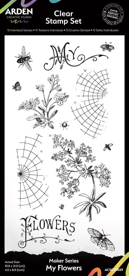 Arden Creative Studio - Maker Series 4x8 Inch Clear Stamp Set My Flowers by Katie Pertiet
