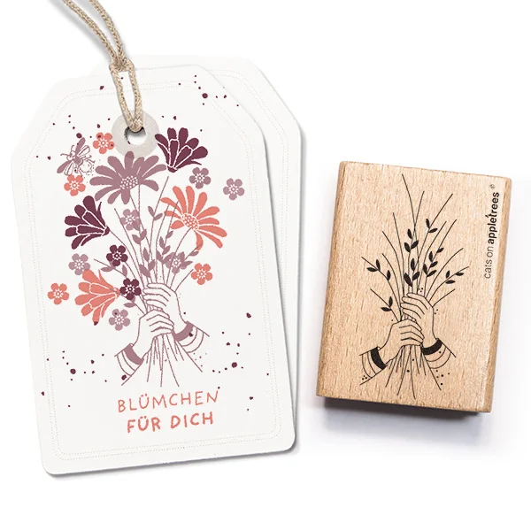cats on appletrees - Stempel Blumenstrauß mit Händen
