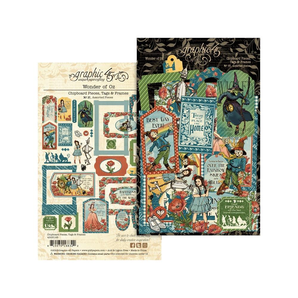 Graphic 45 - Tags & Frames, Wonder Of OZ - Chipboard Die-Cuts
