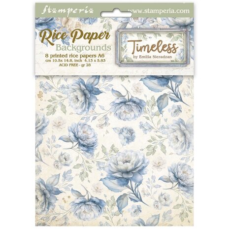 Stamperia - Timeless A6 Rice Paper Backgrounds (8pcs) 
