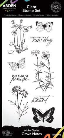 Arden Creative Studio - Laurel Grove Maker Series 4x8 Inch Clear Stamp Set Grove Notes