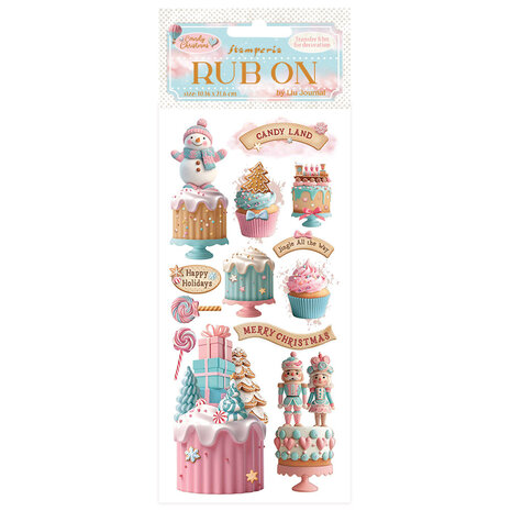 Stamperia - Candy Christmas Rub-on 4x8,5 Inch Cakes
