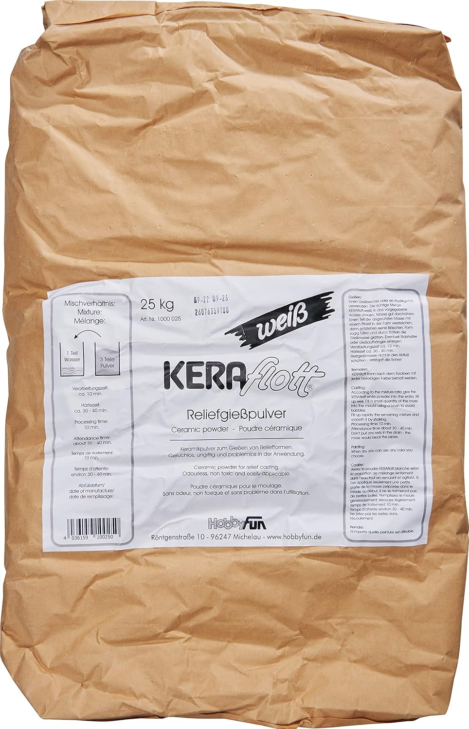 Keraflott Giessmasse weiss, 25kg Sack   Keraflott Giessmasse weiss, 25kg Sack