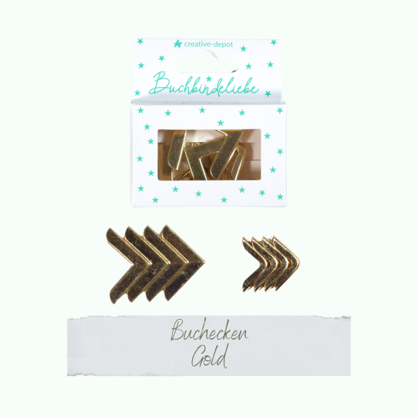Creative Depot -  Buchecken - Gold - Buchbindeliebe - 8 Stück Creative Depot -  Buchecken - Gold - Buchbindeliebe - 8 Stück