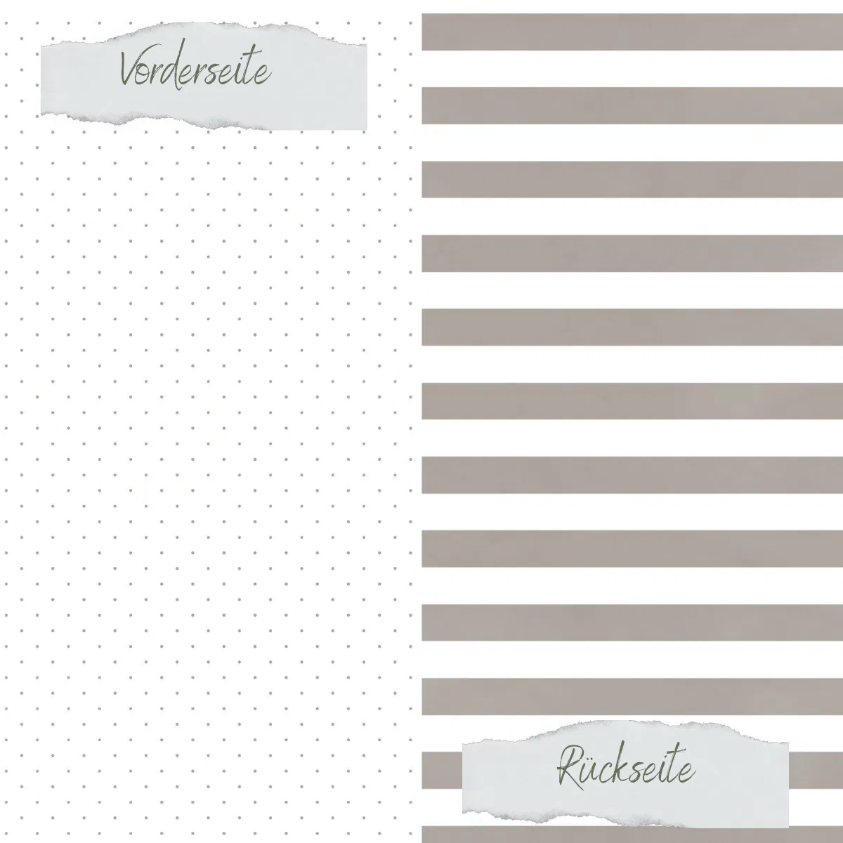 Creative Depot - Designpapier - Basic - Taupe - Gepunktet + Breite Streifen - Doppelseitig bedruckt