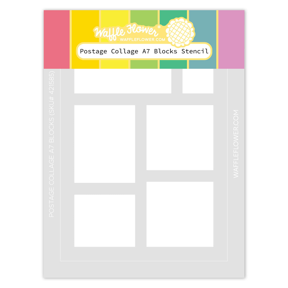 Waffle Flower Stencil - Postage Collage A7 Blocks Stencil Waffle Flower Stencil - Postage Collage A7 Blocks Stencil