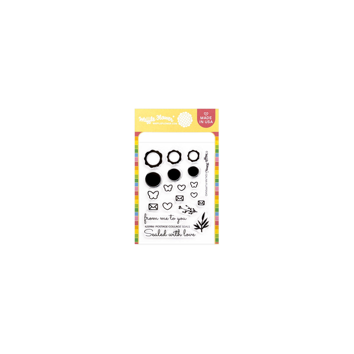 Waffle Flower -Postage Collage Mini Seals Stamp Set