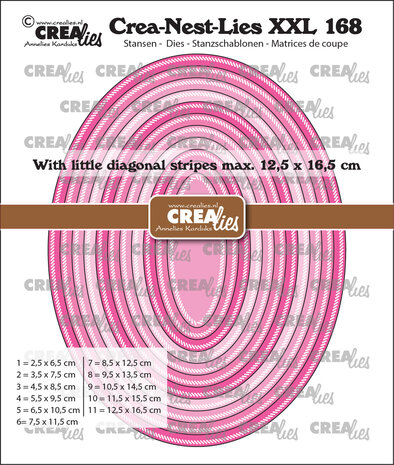 Crealies - Crea-Nest-Lies XXL Stansen No. 168 Ovalen Met Kleine Schuine Streepjes