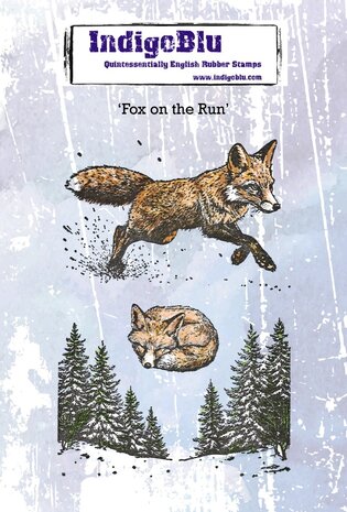 IndigoBlu - Fox on the Run A6 Red Rubber Stamp