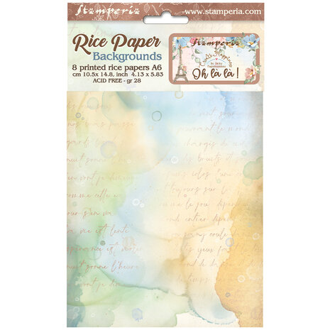 Stamperia - Create Happiness Oh lá lá A6 Rice Paper Backgrounds (8pcs)