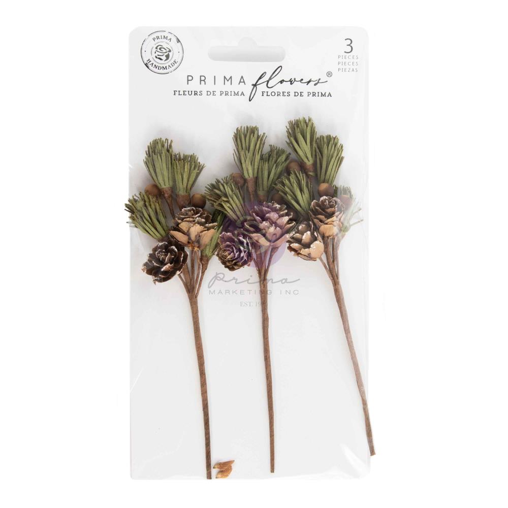 Prima Marketing - Twinkle & Treats - Prima Marketing Evergreen Springs Paper Flowers 3/Pkg