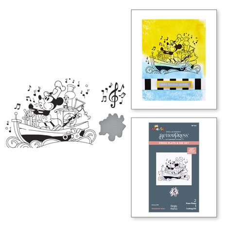 Spellbinders - Say Cheese Classic Mouse Press Plate & Die Set Steamboat Willie