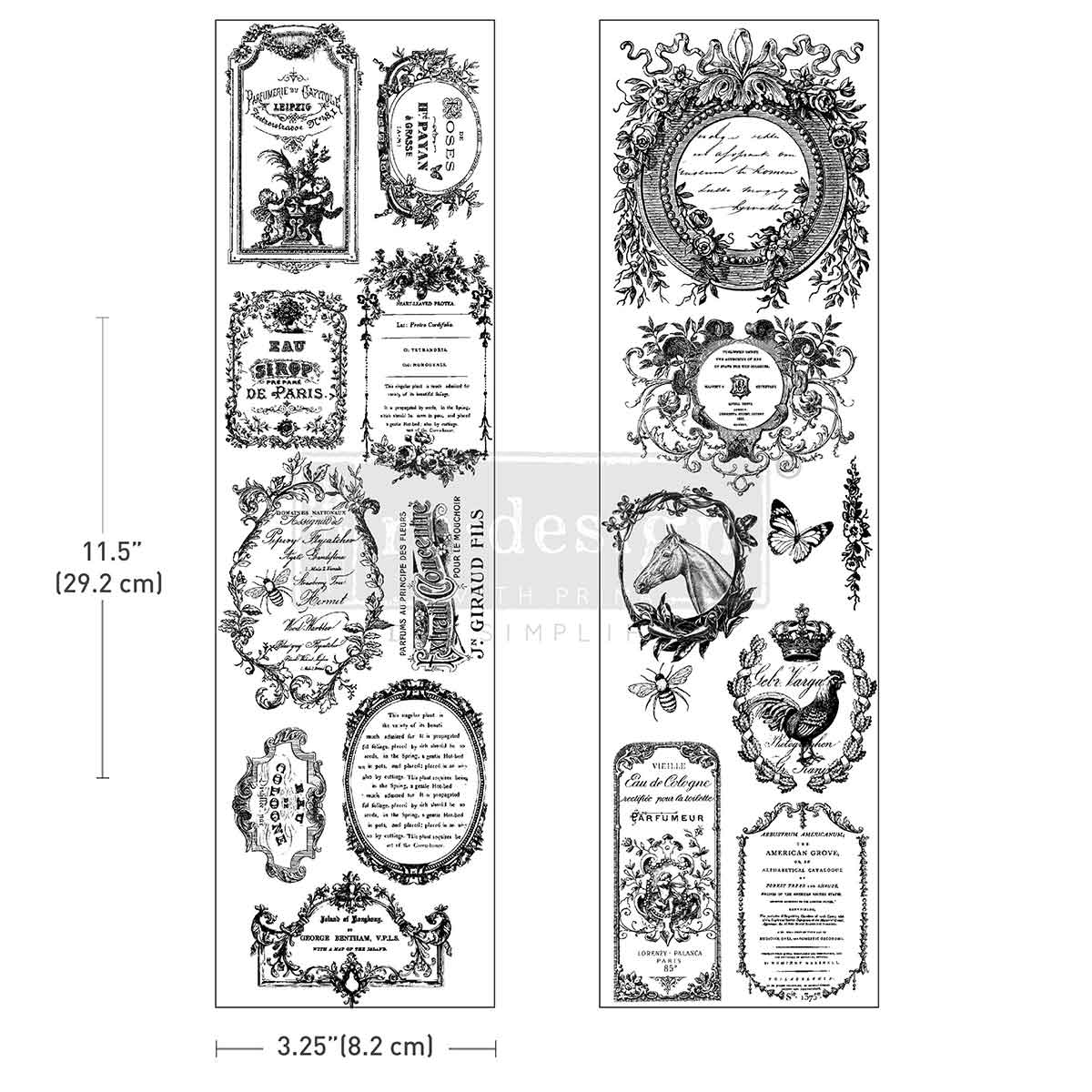 Re-Design - Luxe Transfers® – Romance En Fleur – 2 sheets, 3.25″x11.5″