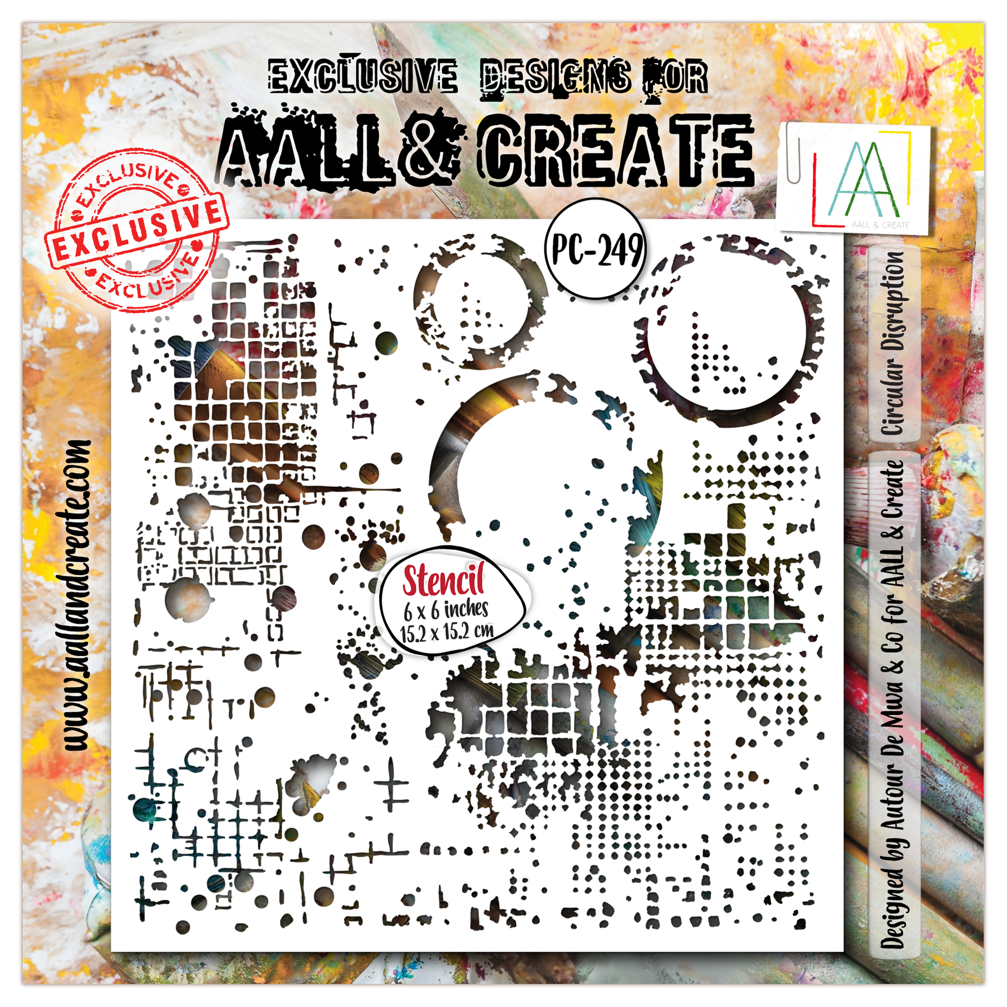 AALL & Create - #249 - 6x6 (inch) Stencil - Circular Disruption