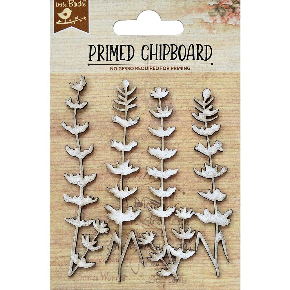 Little Birdie Laser Cut Primed Chipboard 4/Pkg - Tropical Fern