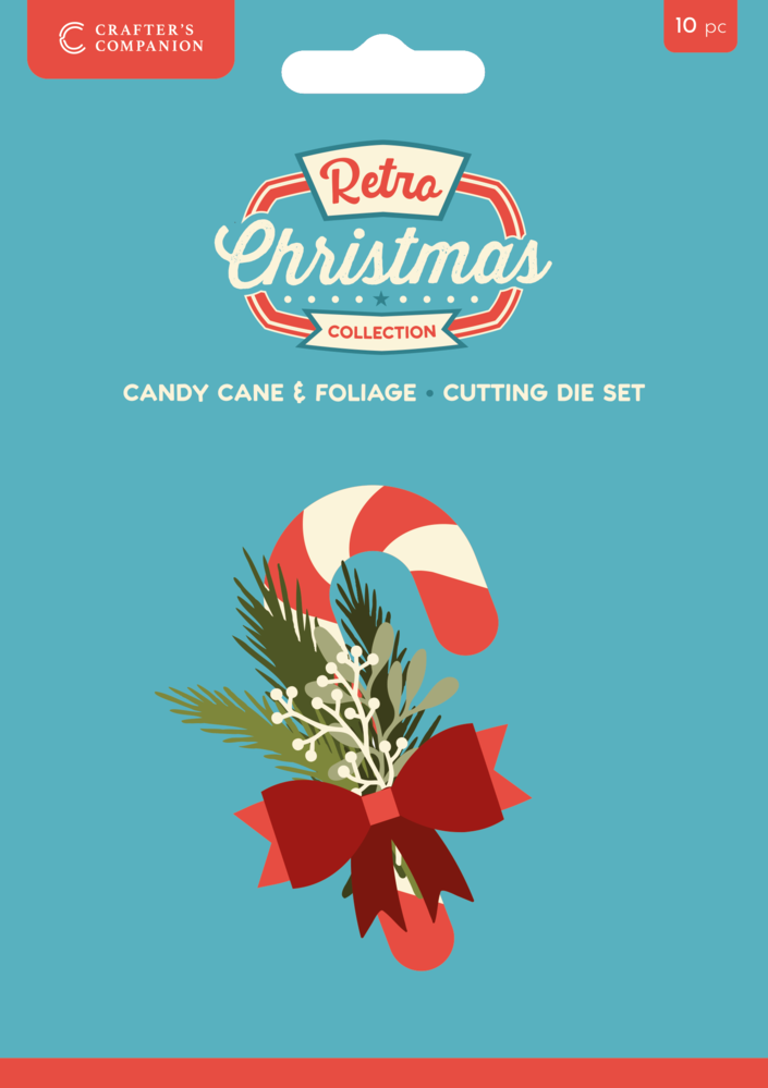 Retro Christmas Metal Die Set Candy Cane & Foliage Retro Christmas Metal Die Set Candy Cane & Foliage